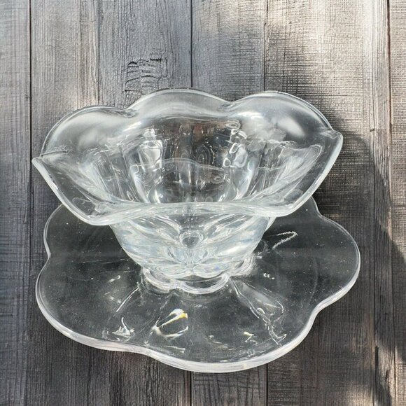 Duncan Miller Glass Company Canterbury Clear Teacup And Saucer Manganese 365nm - Picture 3 of 15